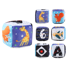 寶寶布積木 嬰幼兒啟蒙玩具 黑白視覺刺激 觸覺聽覺發展, 長頸鹿, 1個