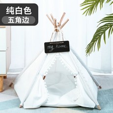 貓帳篷貓窩夏季涼窩木質寵物帳篷, 1個, 五邊型,灰色條紋