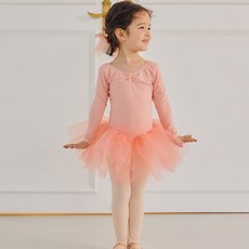 아이꼼므 7~15호 여아발레복 문화센터 발레 스냅형 튜튜치마 아동 유아 키즈 긴팔 발레복 핑크