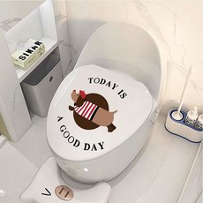 귀여운 강아지 욕실 스티커 변기커버 데코 방수 인테리어 포인트 스티커, TODAY IS A GOOD DAY