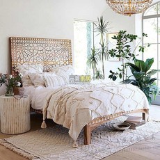 出口傢具實木床高背雙人床大床頭櫃印尼鵰花床鬥櫃梳妝桌民宿, 梳妝鏡 85*65CM [現貨],框架結構, 1個