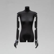 黑色扁身模特道具平胸韓版半身櫥窗陳列女裝服裝店模特展示架全身櫥窗模特兒 擺攤人檯模特兒 人形模特兒, 黑扁身/木色手無底座