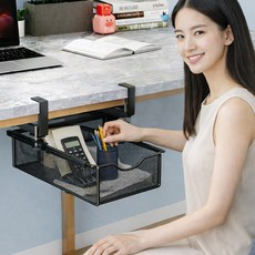 무타공 철제 책상 서랍형 수납함, 블랙, 1개