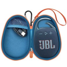 JBL 클립 5/4 블루투스 스피커용 보호 케이스 커버 백 충전기 및 케이블용 카라비너가 있는 휴대용 스피커 보관 정리함 (블루) 323703