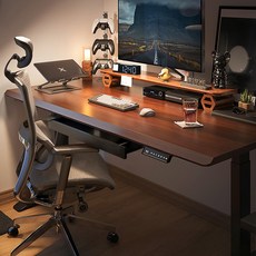 [30일 무료 체험]Xpanse 높이 조절 스탠딩 데스크는 넓은 일체형 데스크탑 게이밍 데스크로 다양한 공간에 적합합니다, 호두