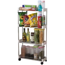 보들 세탁실 틈새활용 조립선반 4단 트롤리 이동식수납장 펜트리선반 틈새선반 이동식선반, 1개