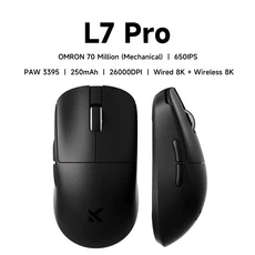 MCHOSE L7 Pro 무선 게임용 마우스 Ultra PAW3395 26K 센서 듀얼 8K 폴링 39g 초경량2.4GHz RF/BT/유선 트, 05 L7 PRO-4