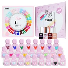 FZANEST 30피스 젤 네일 폴리쉬 세트 HEAM 프리 TPO 프리 프로페셔널 10ml 26가지 밝은 봄 여름 캔디 색상 DIY 젤 네일 키트 베이스 탑 코트 매트 탑, 30 Bottles Set
