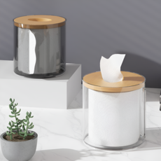 무네오 원형 두루마리 휴지케이스, 투명, 1개