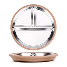 304不鏽鋼兒童硅膠輔食碗寶寶飲訓練碗嬰兒耐高溫防摔碗套裝餐具, 1個, 167 泥棕色:如圖