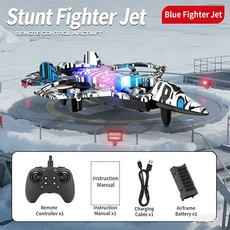 RC헬기 비행기 전투기 드론 무선 조정 카 자동차 오프로드 드리프트 포크레인 조명이 있는 폼 비행기 글라, 01 blue