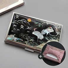 드리다샵 전통 자개 명함케이스 휴대용 명함지갑 카드케이스 외국인선물, 01 월학(보자기포장 포함), 1개