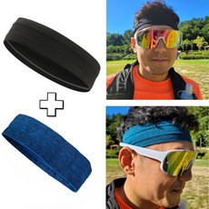 호호니 흘러내리지않는 퀵드라이 얇고 가벼운 땀흘림방지 헤어밴드, 2개, 블랙+블루