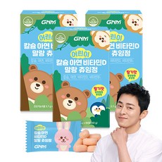 GNM 어린이 칼슘 아연 비타민D 말랑 츄잉정 / 비타민B 칼슘제 키즈칼슘, 3박스, 60정