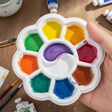 물감 팔레트 수채화 미술 휴대용 미니 꽃모양 그림 어린이, 1개, 상세페이지 참조