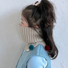 아동 겨울 목도리 남녀공용 스트라이프 보온 소프트 털, 라이트 카키 푸딩