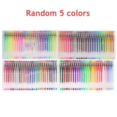 100/5Pcs 젤 펜 세트 색칠하기 책을위한 컬러 그리기 낙서 공예 스크랩북 저널링 플래너 학교 용품, 02 Random 5 colors