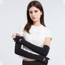 【2023半指冰絲涼感抗UV】半指涼感冰絲防曬袖套 抗UV冰絲袖套 防曬袖套 透氣速乾 露指袖套 騎士袖套 開車袖套, 黑色,M, 1個