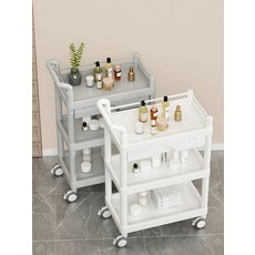 미용카트 이동식 웨건 관리실 트레이 트롤리 피부 선반 이동식카트 피부샵 서랍, ABS 방수 화이트 3단 브레이크휠 C