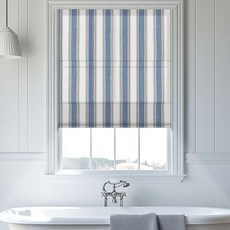 설루굿 노드릴 로만 셰이드 실내용 로만 블라인드 60% 차광 열 차단 설치 간편 욕실 인테리어용 프라이버시 보호 파란색 줄무늬 맞