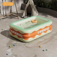 3.88m 4.6m 초대형 에어 풀장 워터 슬라이드 물총 농구대 풀세트 야외 수영장 자동충전, 1개, 2.1m 3칸 싱글 풀 [원터치 팽창] 스타