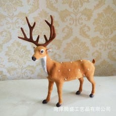 仿真動物梅花鹿模型擺件，皮毛麋鹿長頸鹿裝飾道具，逼真影視擺設, 35cm