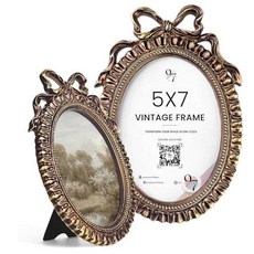 97 Decor 골드 화려한 프레임 10.2x15.2cm(4x6인치) - 우아한 앤티크 유리 전면 탁상 및 벽 장착용 멋진 빈티지 10.2 x 15.2cm(4 6인치) 19, Bow Oval, Bow Oval
