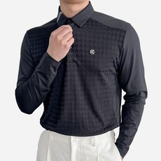 김영주스포츠 남성 스판 자카드 긴팔티셔츠 골프웨어 봄가을 카라티 KRMT3213