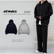 HORMES AR1028 韓國雙拉鍊大絨布外套帽棉外套 寬鬆男女皆可百搭街頭素面簡約