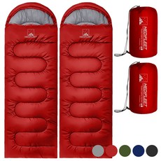 메디플릿 사계절용 머미형 경량 캠핑 침낭 + 수납가방, 2개, 액티브 레드 (1800g)