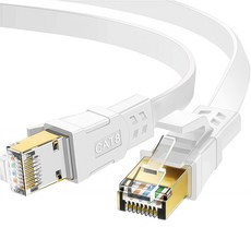 Oricean CAT8 평면 케이블 40Gbps 고속 전송 게이밍급 순동선심, 5m, 1개, 화이트