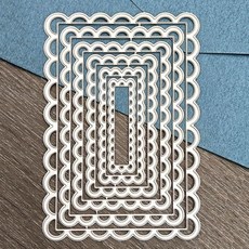 중첩 직사각형 프레임 절단 다이 스캘럽 금속 스텐실 DIY 에칭 공예 종이 카드 스크랩북 스타일, Style B, 1개