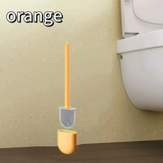 벽걸이형 화장실 브러시 교체 긴 손잡이 실리콘 빠른 건조 강모 비데 욕실, 4. orange