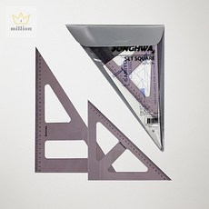 SCS 무선 삼각자 30cm 투명 플라스틱 제도 디자인 드로잉 미술 자 1개입 학습아이템