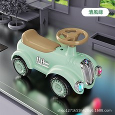 DIU 復古音樂兒童滑行車溜溜車滑滑車平衡車學步車寶寶玩具童車扭扭車, 1個, 【清風綠】標配:如圖