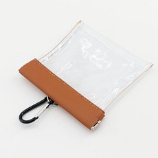 Pokinge 골프 티 파우치 백 클립 포함 투명 가죽 골프공 보관 포켓 휴대용 스퀴즈 액세서리 남성 여성용, 1개