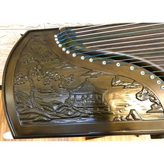 163CM 古箏 21弦標準古箏 山水雕刻款 楠木雕刻古筝 黑壇木雁柱 敦煌B型弦 進階型古箏 考級古箏（1年保固）, 1個, 山水雕刻