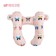 해피코튼 안전목쿠션 (M), 버니블라썸 핑크
