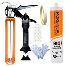 [다양다방][세트 5종]바이오 실리콘 + 실리콘건 스크래퍼 헤라 마스킹테이프 세트 1개, 백색 + 실리콘건 + 헤라 + 마스킹테이프, 1세트