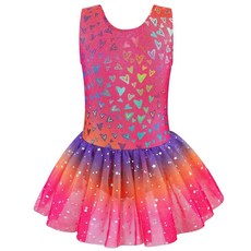 Nutyomi 여아용 댄스 레오타드 유아 체조 발레 드레스 의상 만 2~9세 여아용 블루 핑크 8-9세