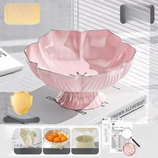 고급 과일바구니 거실 테이블용 과일받침대 분리형 과일트레이, 1개, 실버 체리블라썸 핑크 PET두꺼워지고깊어진