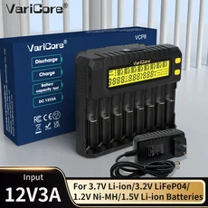 전문가용 VariCore VCP8 VCR4 8슬롯 LCD 스마트 충전기 용량 테스터 3.7V 리튬 이온 1.2V NiMH 및 LiFePO, 07 VCP8-US