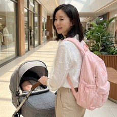 제이로이 기저귀 가방 백팩 수납 많은 초경량 가벼운 대용량 방수 아기 산모 선물, 핑크