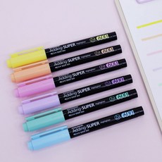 모나미 에딩 슈퍼 형광펜 600 파스텔 6색세트 / 사각닙 / Chisel Tip / 육각형 캡 / 은은한 컬러, 6색, 1개