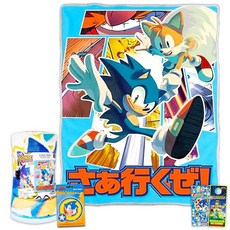Sonic The Hedgehog 플리스 담요 세트 - 부드러운 비디오 게임 및 공기 청정제 스티커 어린이 성인 어린이를 위한 번들 | 아늑한 소닉 114.3cm x 152.4