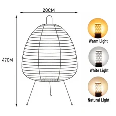 일본 노구치 아카리 라이스 페이퍼 플로어 램프 Wabi Sabi 빈티지 스탠딩 라이트 거실 침실 홈 장식 침대, 02 Table lamp, 02 Cold Light 6000K, 01 AU plug