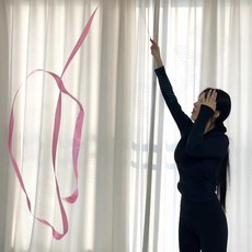 리듬체조 리본 4m 핑크 리본막대 리듬체조줄