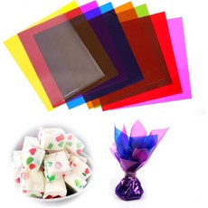 셀로판지 컬러 투명 PVC 셀로판 시트 120개 15.5cm x 포장지 크리스마스 사탕 쿠키용 DIY 아트 공예 장식, 셀로판지 컬러 투명 PVC 셀로판 시트 120개 15.