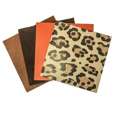 가죽 귀걸이용 스크랩 로즈 골드 조각(5x5 인치)을 포함한 공예용 금속성 6장, Orange Leopard, 5x5In/ 12x12cm