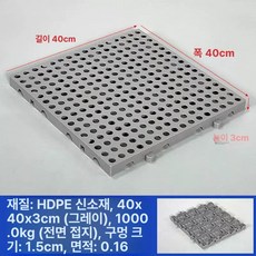 플라스틱 깔판 조립식 낮은바닥 파렛트 창고 물류 바닥, 1개, 두꺼운 40x40x3cm 그레이